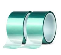 2 rotoli di nastro adesivo in poliestere ad alta temperatura, nastro in PET con adesivo in silicone, ideale per pittura, verniciatura a polvere, anodizzazione, circuiti, stampanti 3D (50 mm x 25 m)