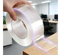 2 rotoli di nastro biadesivo trasparente, senza traccia, riutilizzabile, impermeabile, per accessori per la casa (2 rotoli da 2 cm)