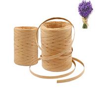 2 Rotoli di Nastro di Carta Rafia, Rafia Naturale Kraft, 400 m Bobina di Rafia Sintetica, per Tessitura e Giardinaggio, Ghirlande Natalizie, Cartellini, Confezioni Regalo, Mazzi di Fiori