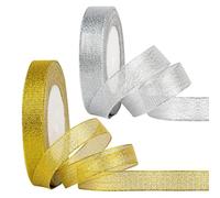 2 rotoli di nastro, nastro d'argento, nastro da regalo, nastro glitterato, nastro per torta nella decorazione della torta, nastro da regalo, nastro di raso argento