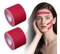 2 rotoli di nastro per il viso, per lifting del viso, colore della pelle, Jawline, piega per il viso, contro le pieghe, 5 cm x 5 m (rosa)