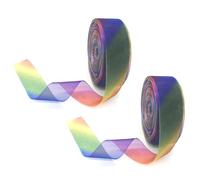 2 Rotoli Di Nastro Regalo Arcobaleno, Nastro Regalo Largo, Nastro Arcobaleno, Nastro Colorato, Nastro Di Organza, Arcobaleno In Tessuto