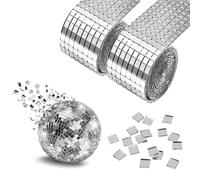 2 rotoli di piastrelle autoadesive per mosaico, specchi quadrati in vetro, 5 x 5 mm, mosaico, piastrelle da discoteca, mini specchio per KTV, casa, fai da te (argento)