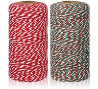 2 rotoli di spago colorato natalizio da 2 mm, per confezioni regalo, verde, rosso e bianco, per confezioni regalo fai da te