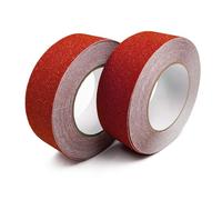2 rotoli di strisce antiscivolo, 10 m x 50 mm, per scale, doccia, vasca da bagno, nastro adesivo antiscivolo, per interni ed esterni (rosso)