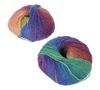 2 Rotoli Filato di Lana Arcobaleno per Uncinetto e Maglia, Morbido | Gradienti Multicolore, Effetto Variegato Dai Toni Brillanti, per Coperte, Cappelli e Lavori Creativi in Inverno