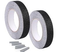 2 Rotoli Nastro Antiscivolo per Gradini,2.5cm × 10m Strisce Antiscivolo per Scale Esterne Impermeabile per Scale Interne ed Esterne,Marciapiedi,Piastrelle, Granito, Legno,Non Lasciare Traccia,Nero