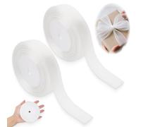2 rotoli nastro chiffon organza bianco, 20 mm x 45 m, nastro decorativo trasparente per matrimonio, Natale, regali, floristica, fai-da-te, occasioni festive