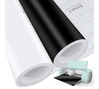 2 rotoli Smart Vinyl Permanent per Cricut Explore 3/Maker 3, Smart Adhesive Vinyl Permanent 33x200cm nero+bianco pellicola plotter autoadesiva rotolo di vinile per magliette DIY tazze auto banner