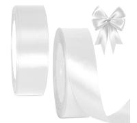 2 Rotolo Nastro Bianco Per Artigianato, 25Mm X 22.8M Nastro Raso Bianco, Nastrino Per Bomboniere, Nastro Biancos Matrimonio, Nastro Raso Biancos Per Bomboniere, Bouquet, Natale, Matrimoni, Battesimo