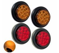 2 " Rotondo 13 LED Rosso / Ambra Luce Camion Rimorchio Lato Marker Svendita