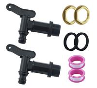 2 rubinetti di scarico per serbatoio dell'acqua piovana, rubinetto di ricambio in plastica da 3/4", con guarnizione, dado di bloccaggio per acqua piovana, con 2 guarnizioni in gomma, 2 rotoli di