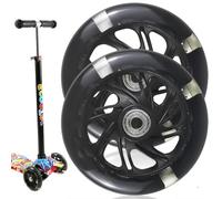 2 ruote da 100 mm per scooter con luce LED, ABEC 9 cuscinetti a sfera, ricambio compatibile con tutti gli scooter da 100 mm, colore nero