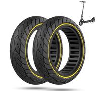 2 Ruote Monopattino 10x2.125 Pneumatici Solidi per Monopattino Gomme Piene Anti Puntura da 10 Pollici Tubeless (Nero con linea Gialla)