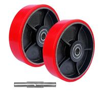 2 ruote per carrello sollevatore in poliuretano, 180 x 50 mm, asse 20 mm, ruote per carrello sollevatore con cuscinetto a sfera, ruote di ricambio per carico massimo 500 kg