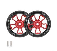 2 ruote pieghevoli da 70 mm, in lega di alluminio con cuscinetto per brompton e profilo in gomma resistente all'usura per una corsa liscia, con viti di fissaggio (rosso)