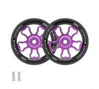 2 ruote pieghevoli da 70 mm, in lega di alluminio con cuscinetto per brompton e profilo in gomma resistente all'usura per una corsa liscia, con viti di fissaggio (viola)