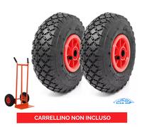 2 RUOTE PNEUMATICHE COMPLETE 3.00-4 RICAMBIO SET CARRELLO COPERTONE CARRELLINO