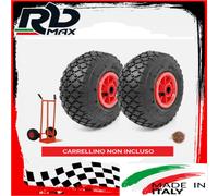 2 RUOTE PNEUMATICHE COMPLETE 3.00-4 RICAMBIO SET CARRELLO COPERTONE CARRELLINO