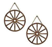 2 ruote rustiche in legno da parete, decorazione da parete a forma di ruota di vagone, pezzi d'arte decorativa vintage con venature del legno naturale, per bar, garage, giardino, camera da letto