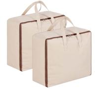 2 Sacca di Stoccaggio XXL per Coperte e Piumini, 70x50x30cm, Impermeabile, Traspirante, con Doppia Cerniera e Maniglie Rinforzate, Pieghevole e Lavabile, Ideale per Armadio, Casa