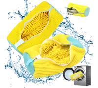 2 sacchetti 2 in 1 per lavaggio scarpe e lavatrice, 2 confezioni | con cerniera, materiale in tessuto, riutilizzabile, per scarpe sportive e da tennis (giallo)