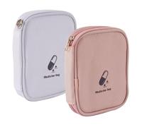 2 sacchetti da viaggio per farmacia, mini borsa per il primo soccorso, piccola borsa vuota per farmaci, borsa portatile impermeabile, borsa per medicina per casa, scuola, ufficio, rosa/bianco