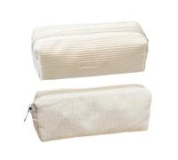 2 Sacchetti Di Cancelleria Bianchi, Astucci In Velluto A Coste, Semplici Sacchetti Di Cancelleria Retrò, Astucci Per Matite Di Grande Capacità, Astucci Per Matite Per Ragazze