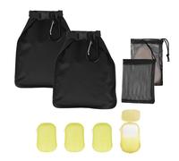 2 sacchetti di sapone da viaggio con 4 scatole di sapone da viaggio, impermeabili, a prova di perdite, con sacchetto in rete a bolle di sapone, ad asciugatura rapida, da appendere, per saponette