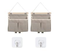2 sacchetti grigi da appendere e 2 ganci per appendere e riporre oggetti, tasche da parete, borse da bagno, adatte per casa, ufficio