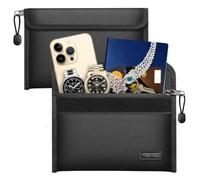 2 sacchetti ignifughi per documenti, con chiusura lampo, isolamento termico, a 8 strati, con scomparto per carte di credito, per denaro, passaporto, file bancari e contanti/ricevute