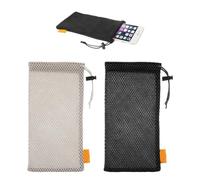 2 sacchetti in rete in nylon, sacchetti per cellulare, sacchetti con coulisse, tasche in rete traspirante, sacchetti con coulisse, adatti per telefoni cellulari