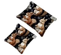 2 sacchetti per borsa, blu fiore scoiattolo-1255 borsa impermeabile per il trucco, sacchetto portatile per regali da donna, Multicolore 05, A:7.1x5.8in/18x14.8cm,B:4.7x4.5in/12x11.5cm