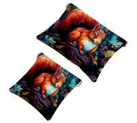 2 sacchetti per borsa, blu fiore scoiattolo-1255 borsa impermeabile per il trucco, sacchetto portatile per regali da donna, Multicolore 02, A:7.1x5.8in/18x14.8cm,B:4.7x4.5in/12x11.5cm