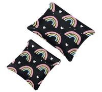 2 sacchetti per borsa, borsa impermeabile per il trucco, motivo arcobaleno dei cartoni animati, 34, custodia portatile per regali da donna, Multicolore 01, A：7.1x5.8in/18x14.8cm，B:4.7x4.5in/12x11.5cm