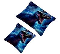 2 sacchetti per borsa, borsa per il trucco impermeabile Art Dinosaur-826, custodia portatile per regali da donna, Multicolore 01, A：7.1x5.8in/18x14.8cm，B:4.7x4.5in/12x11.5cm