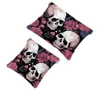 2 sacchetti per borsa, borsa per il trucco impermeabile Art Dinosaur-826, custodia portatile per regali da donna, Multicolore 04, A：7.1x5.8in/18x14.8cm，B:4.7x4.5in/12x11.5cm