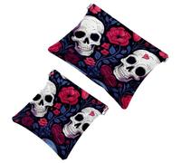 2 sacchetti per borsa, borsa per il trucco impermeabile Art Dinosaur-826, custodia portatile per regali da donna, Multicolore 02, A：7.1x5.8in/18x14.8cm，B:4.7x4.5in/12x11.5cm