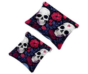 2 sacchetti per borsa, borsa per il trucco impermeabile Art Dinosaur-826, custodia portatile per regali da donna, Multicolore 02, A：7.1x5.8in/18x14.8cm，B:4.7x4.5in/12x11.5cm