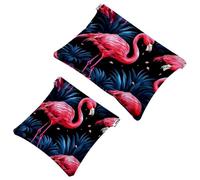 2 sacchetti per borsa, borsa per il trucco impermeabile con fenicottero della giungla tropicale, 562, custodia portatile per regali da donna, Multicolore 10., A：7.1x5.8in/18x14.8cm，B:4.7x4.5in