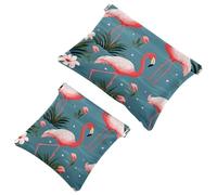 2 sacchetti per borsa, borsa per il trucco impermeabile con fenicottero della giungla tropicale, 595, custodia portatile per regali da donna, Multicolore 09, A：7.1x5.8in/18x14.8cm，B:4.7x4.5in