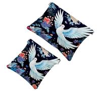 2 sacchetti per borsa, borsa per il trucco impermeabile, con foglie colorate, piccione bianco, 1915, idea regalo per donne, Multicolore 04, A：7.1x5.8in/18x14.8cm，B:4.7x4.5in/12x11.5cm