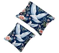 2 sacchetti per borsa, borsa per il trucco impermeabile, con foglie colorate, piccione bianco, 1915, idea regalo per donne, Multicolore 02, A：7.1x5.8in/18x14.8cm，B:4.7x4.5in/12x11.5cm