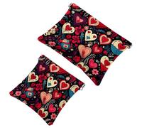 2 sacchetti per borsa, borsa per il trucco impermeabile Love-760 di San Valentino, sacchetto portatile per regali da donna, Multicolore 01, A:7.1x5.8in/18x14.8cm,B:4.7x4.5in/12x11.5cm