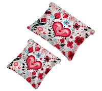 2 sacchetti per borsa, borsa per il trucco impermeabile Love-793 di San Valentino, sacchetto portatile per regali da donna, Multicolore 01, A:7.1x5.8in/18x14.8cm,B:4.7x4.5in/12x11.5cm