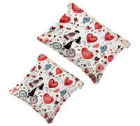 2 sacchetti per borsa, borsa per il trucco impermeabile Love-859 di San Valentino, sacchetto portatile per regali da donna, Multicolore 01, A:7.1x5.8in/18x14.8cm,B:4.7x4.5in/12x11.5cm
