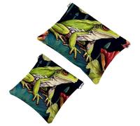 2 sacchetti per borsa, borsa per il trucco impermeabile, motivo fungo rosso, 1882, borsa portatile per regali da donna, Multicolore 06, A：7.1x5.8in/18x14.8cm，B:4.7x4.5in/12x11.5cm
