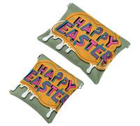 2 sacchetti per borsa, borsa per il trucco impermeabile, motivo pasquale, con scritta "Happy Easter Creative Font-1189", idea regalo per donne, Multicolore 04, A：7.1x5.8in/18x14.8cm，B:4.7x4.5in