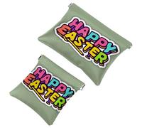 2 sacchetti per borsa, borsa per il trucco impermeabile, motivo pasquale, creativo, Font-1222, borsa portatile per regali da donna, Multicolore 06, A：7.1x5.8in/18x14.8cm，B:4.7x4.5in/12x11.5cm