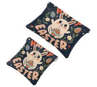2 sacchetti per borsa, borsa per il trucco impermeabile, motivo pasquale, creativo, Font-1255, borsa portatile per regali da donna, Multicolore 02, A：7.1x5.8in/18x14.8cm，B:4.7x4.5in/12x11.5cm